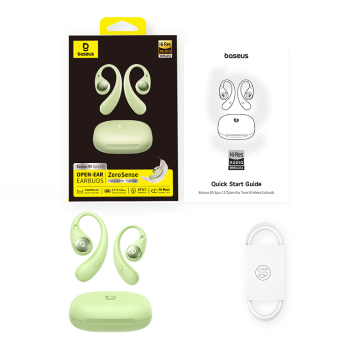 BASEUS - Baseus In-Ear TWS Trådlösa Hörlura Eli Sport 2 OWS med Huvudband - Grön