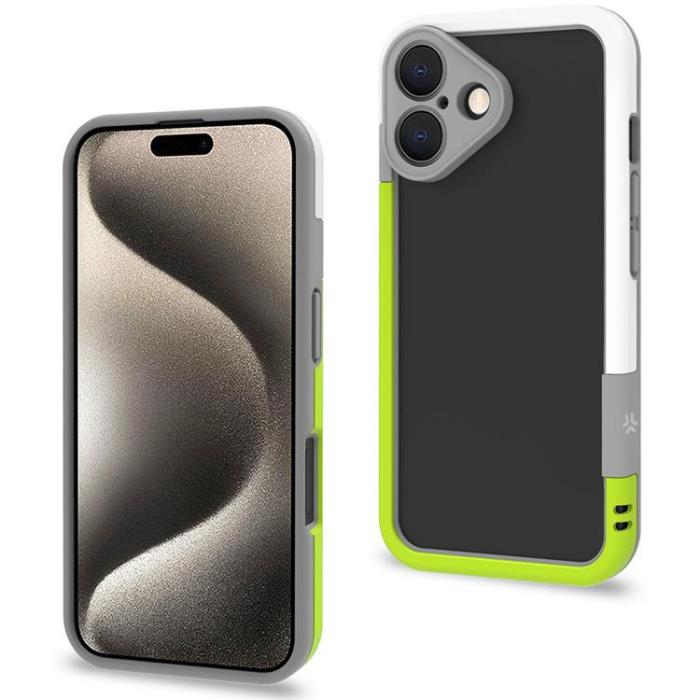 Celly - Celly iPhone 16 Mobilskal Bumper - Vit/Limegrön