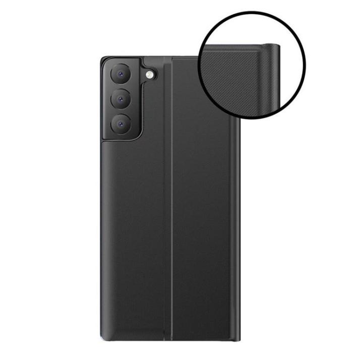UTGATT1 - Sleep Fodral med Smart Fönster Galaxy S21 FE - Blå