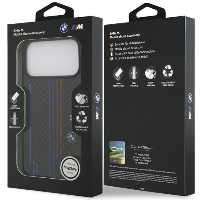 BMW - BMW iPhone 17 Pro Max Mobilskal MagSafe M Kevlar Lines & Logo - Svart