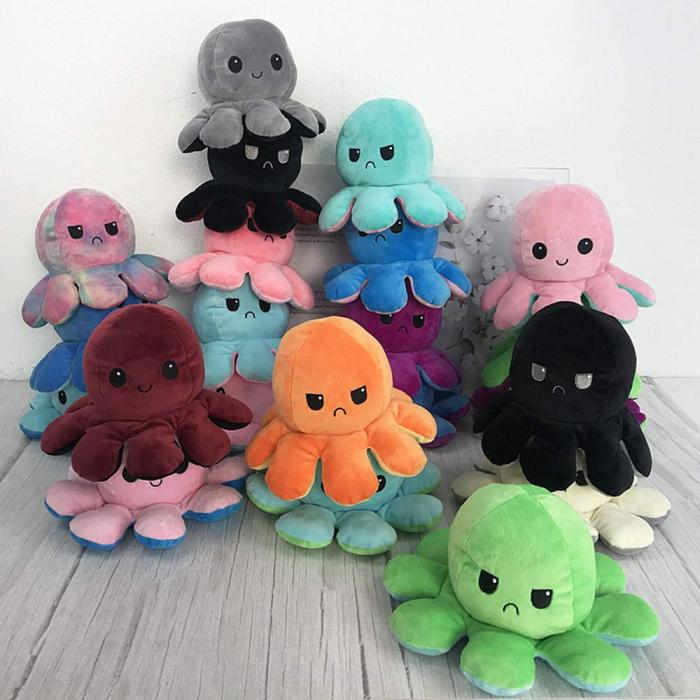 Fidget Toys - Dubbelsidig Vändbar Octopus Flip - Blå/Rosa