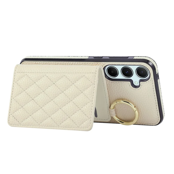 A-One Brand - Galaxy A17 5G/4G Mobilskal Korthållare Kickstand Rhombus - Beige