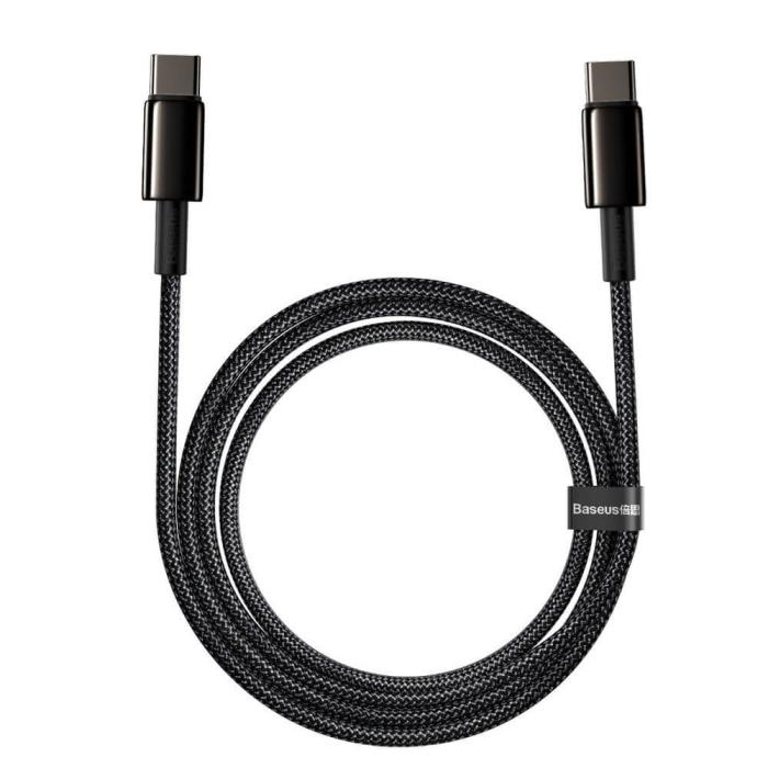 BASEUS - Baseus USB-C till USB-C kabel 100W 5 A 2m Svart