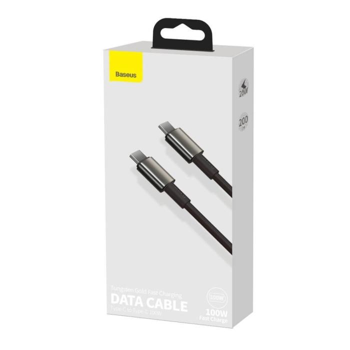 BASEUS - Baseus USB-C till USB-C kabel 100W 5 A 2m Svart