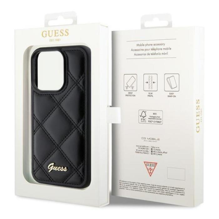 Guess - Guess iPhone 15 Pro Max Mobilskal Quilted Metal Logo - Svart