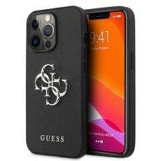 Guess - Guess Mobilskal till iPhone 13 Pro/ 13black MagSafe Saffiano 4G Metal Logo