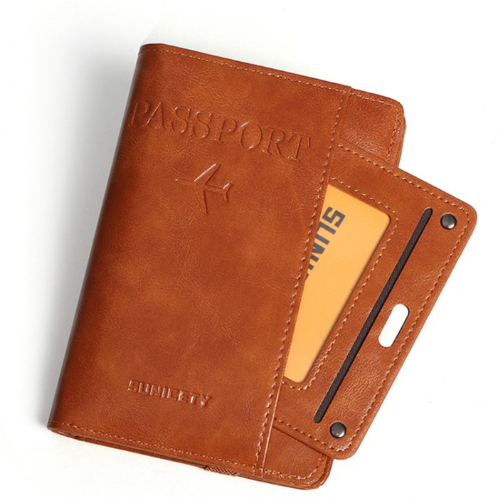 SUNICETY - SUNICETY Passhållare Plånbok RFID Korthållare PU-läder - Brun