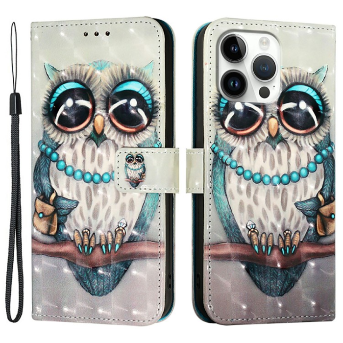 A-One Brand - iPhone 16 Pro Max Plånboksfodral Printing Pattern Med Rem