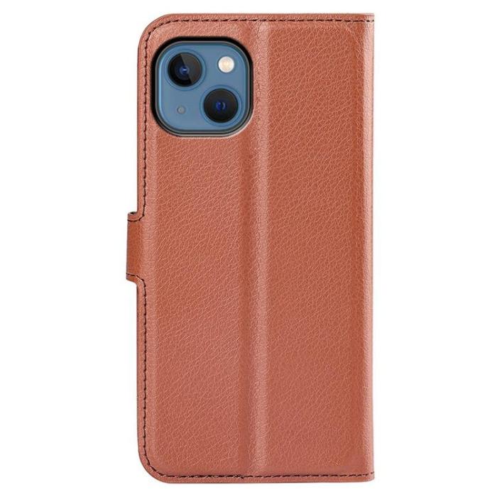 OEM - Litchi Flip iPhone 14 Plus Plånboksfodral - Brun