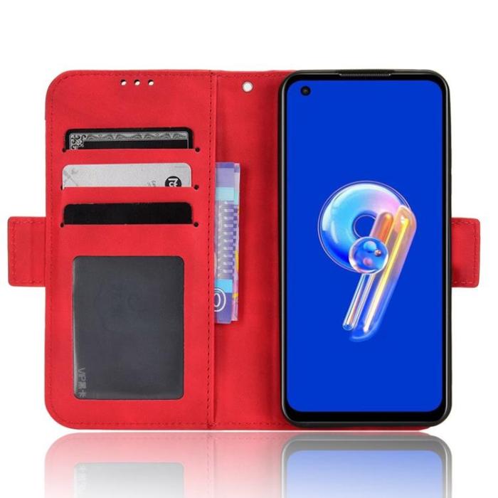 OEM - Asus Zenfone 9 Plånboksfodral PU Läder - Röd
