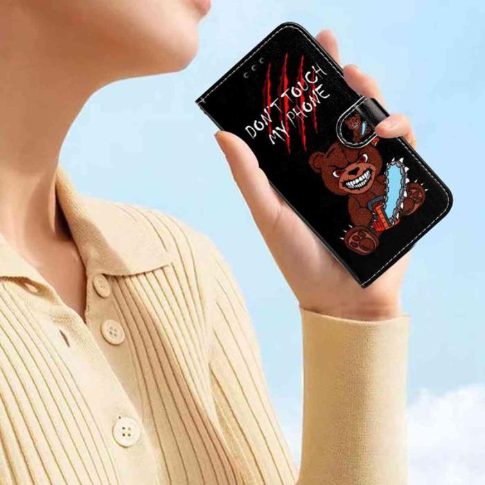 OEM - Samsung Galaxy A37 Plånboksfodral Konstläder Tryckt Mönster - Vit