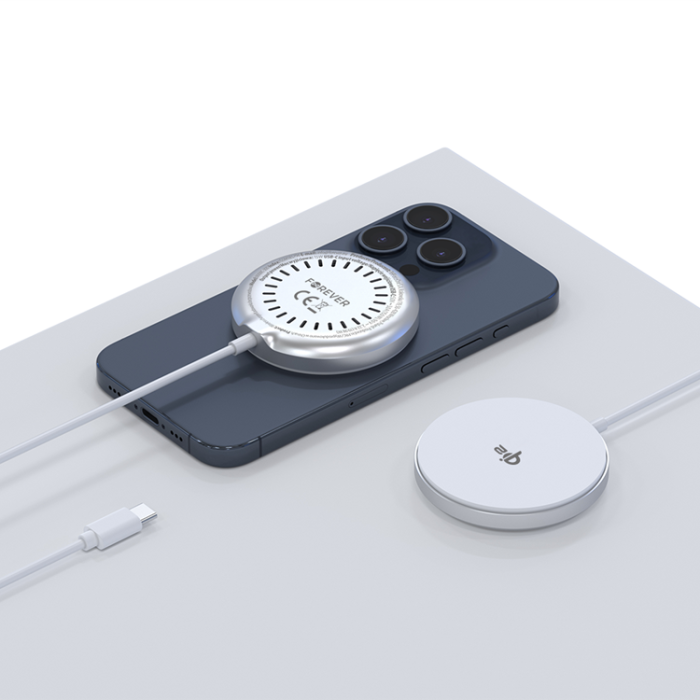 Forever - Forever Qi2 15W Trådlös Laddare Magnetisk - Silver