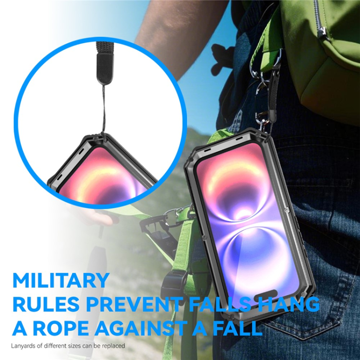 R-JUST - R-JUST iPhone 17 Mobilskal med Härdat Glas Kickstand - Svart