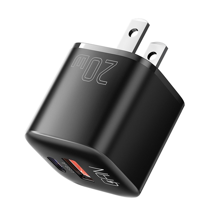 ESSAGER GaN Snabbladdare 20W USB-A - USB-C US Curved - Svart | 505295 | AlltMobil