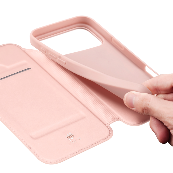 Dux Ducis - Dux Ducis iPhone 17 Pro Plånboksfodral Skin Pro Läder - Rosa