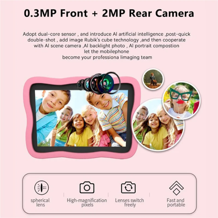 A-One Brand - Surfplatta För Barn A17 med 3000mAh Batteri - Rosa