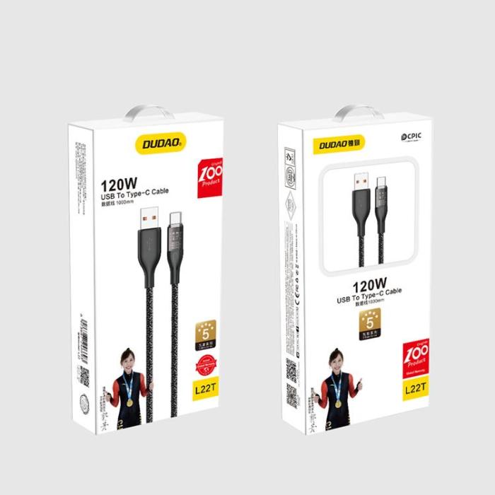 Dudao - Dudao Snabb USB-C till USB-A kabel 120W 1m - Grå