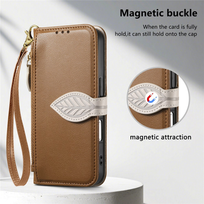A-One Brand - iPhone 17 Pro Plånboksfodral Leaf Magnetiskt Spänne Läder
