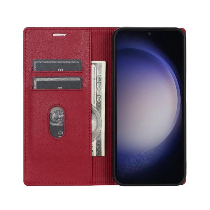 Amorus - Samsung Galaxy S26 Plånboksfodral Magnetisk Stängning Konstläder - Röd