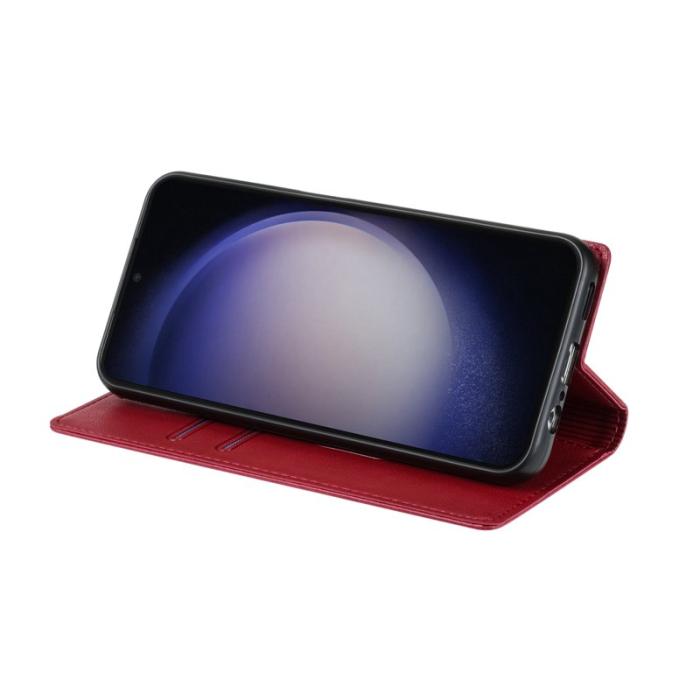 Amorus - Samsung Galaxy S26 Plånboksfodral Magnetisk Stängning Konstläder - Röd