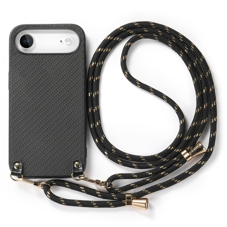iPhone Air Mobilskal Med Axelrem Snodd Carbon Fiber (Svart) | 2353 | AlltMobil