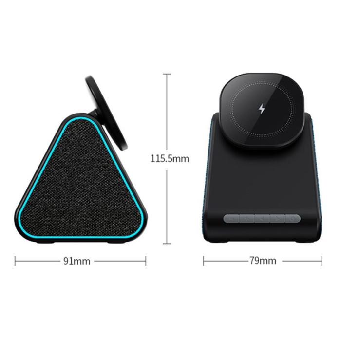 OEM - DM-23 15W Trådlös laddare med telefonställ och Bluetooth-högtalare