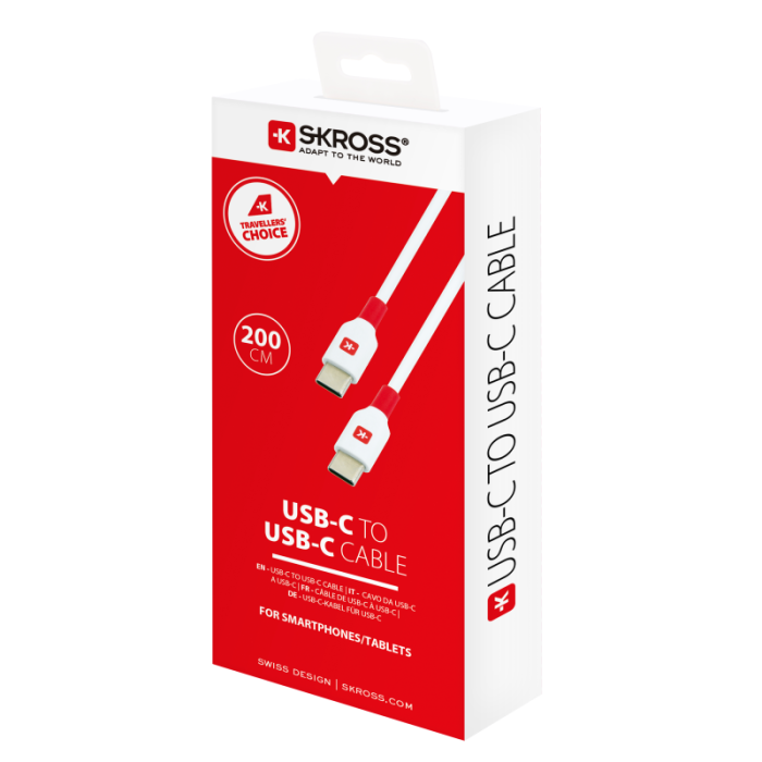 UTGATT1 - SKross USB-C till USB-C Kabel - 2m - Vit