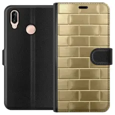 Gustaf - Pl&aring;nboksfodral till Huawei P20 lite med Gyllene Murstenar