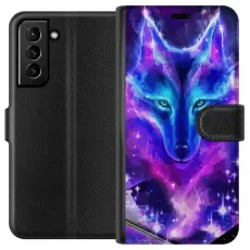 Gustaf - Pl&aring;nboksfodral till Samsung Galaxy S21+ 5G med Neon Varg