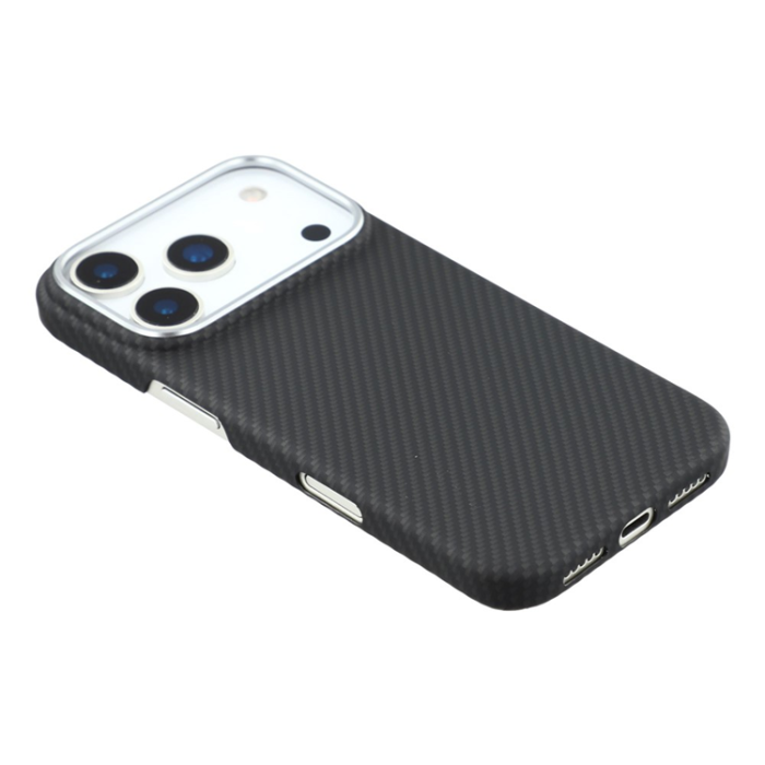A-One Brand - iPhone 17 Pro Mobilskal MagSafe Carbon Fiber - Fin Linje Svart
