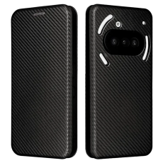 A-One Brand - Nothing Phone (3a) Plånboksfodral Läder Carbon Fiber Texture
