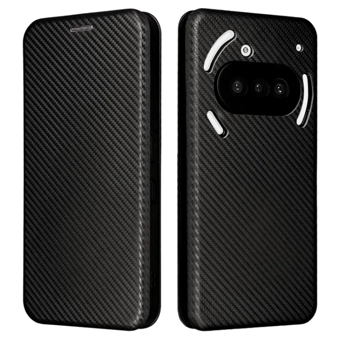 A-One Brand - Nothing Phone (3a) Plånboksfodral Läder Carbon Fiber Texture