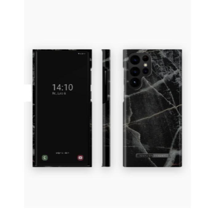 UTGATT1 - Ideal of Sweden Galaxy S22 Ultra Skal Fashion - Svart Thunder Marble