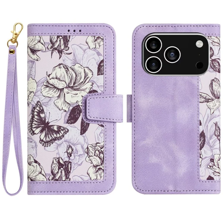 iPhone 17 Pro Plånboksfodral Floral Konstläder - Lila | 2353 | AlltMobil