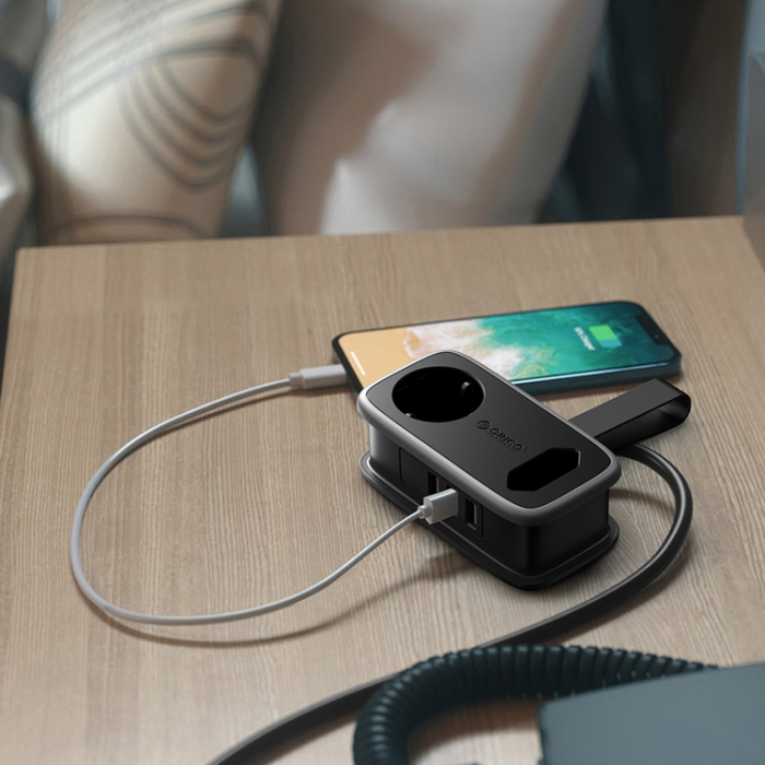 ORICO - Orico 5in1 Grenuttag 15.5W 2xUSB-A 1xUSB-C 2xAC APP - Svart