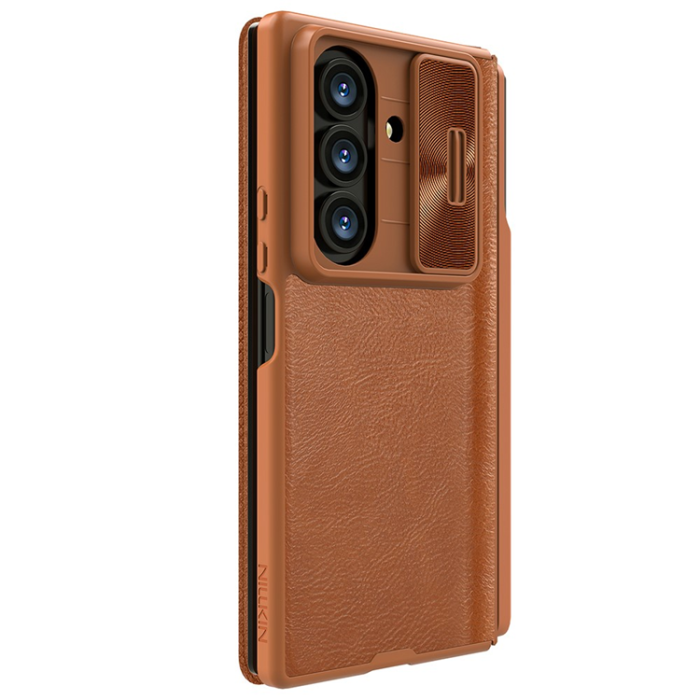 Nillkin - Nillkin Galaxy Z Fold 7 Plånboksfodral Qin Pro - Brun