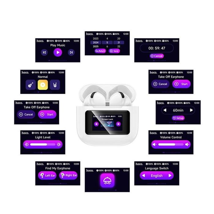 Hoco - Hoco TWS In-Ear Hörlurar Bluetooth Med Pekskärm EW73 - Vit
