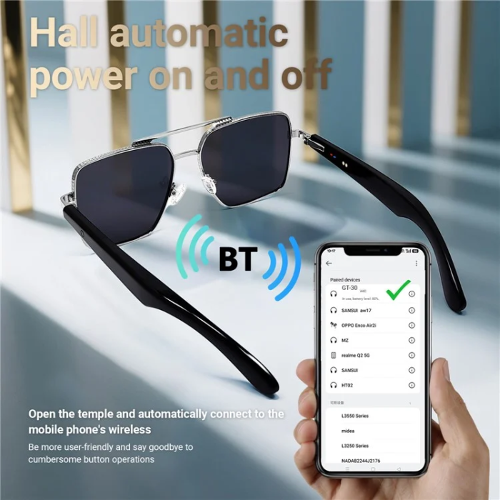 OEM - Smart Audio Glasögon Hall Automatisk Switch GT30 - Brun
