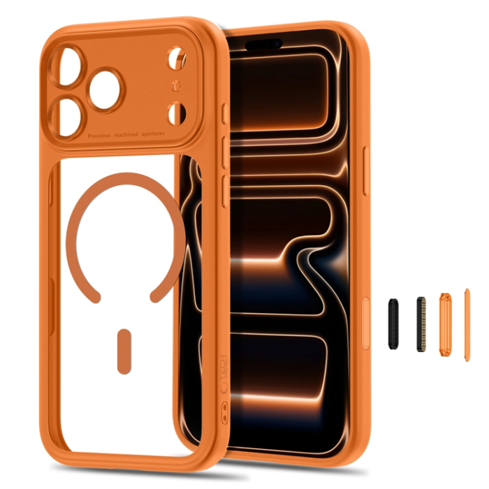 Tech-Protect - Tech-Protect Mobilskal För iPhone 18 Pro Magsafe Magpeak - Cosmic Orange/Clear