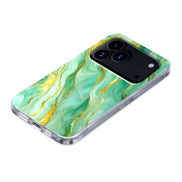 A-One Brand - iPhone 17 Pro Max Mobilskal Marble Pattern Printing Soft - Grön