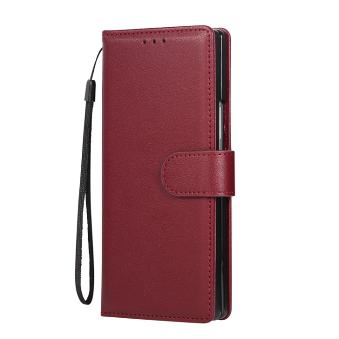 A-One Brand - Galaxy Z Fold7 Plånboksfodral Med Handledsrem - Vinröd