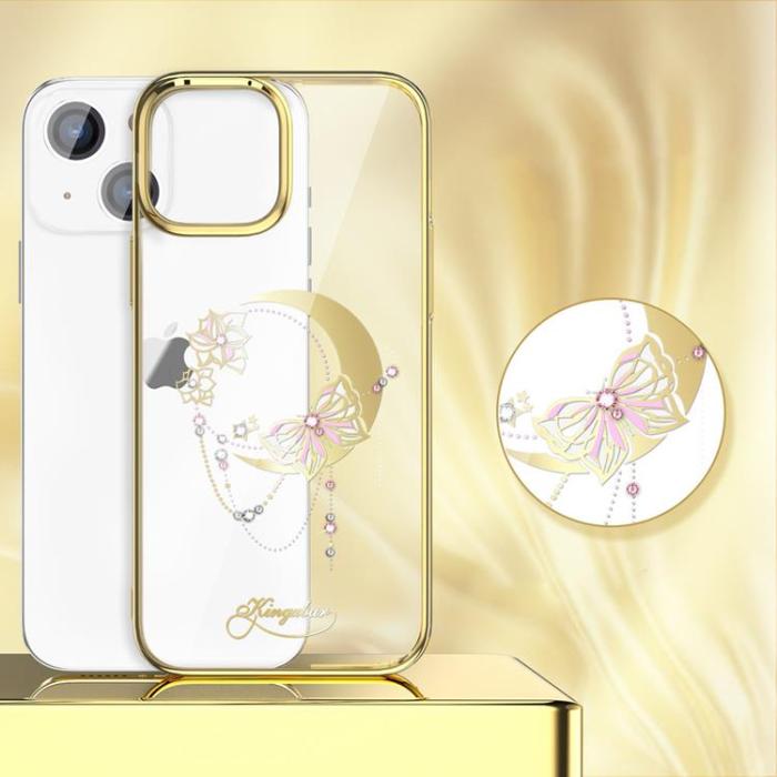 Kingxbar - Kingxbar Butterfly Moon Series Skal iPhone 13 Pro - Guld