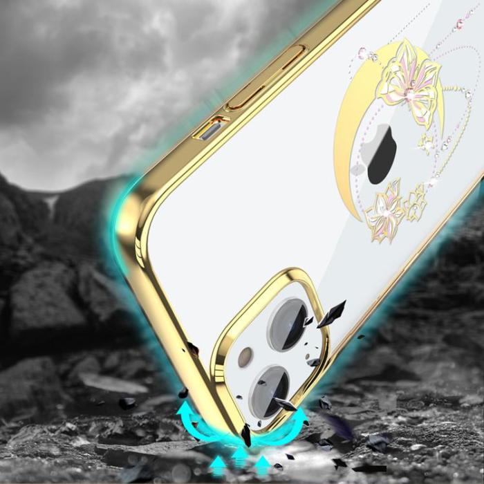 Kingxbar - Kingxbar Butterfly Moon Series Skal iPhone 13 Pro - Guld