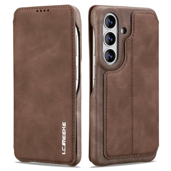LC.imeeke - LC.IMEEKE Mobilfodral för Samsung Galaxy S26 Konstläder med kortfack - Kaffe