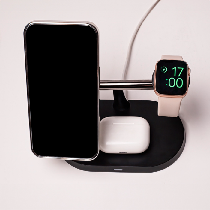Maxlife - Maxlife 3-in-1 Trådlös Laddare Magsafe iPhone, Apple Watch, AirPods - Svart