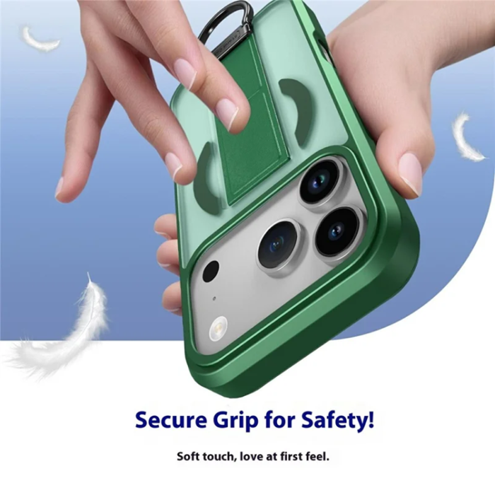 A-One Brand - iPhone 17 Pro Mobilskal Magsafe Metal D-Ring Kickstand - Grön