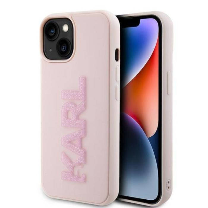 KARL LAGERFELD - Karl Lagerfeld iPhone 15 Mobilskal 3D Glitter Logo - Rosa