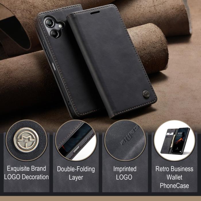 Caseme - CASEME 013 Series Konstläder Plånboksfodral för Samsung Galaxy A06 4G - Svart