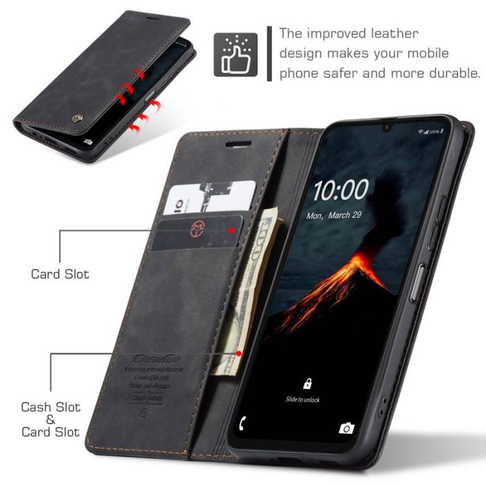 Caseme - CASEME 013 Series Konstläder Plånboksfodral för Samsung Galaxy A06 4G - Svart