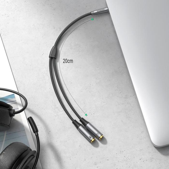 Ugreen - Ugreen AUX Splitter Ljud Kabel 20cm - Svart